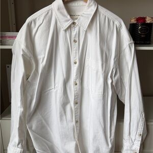 Denim Forum Men's White Button-Down Casual Shirt
